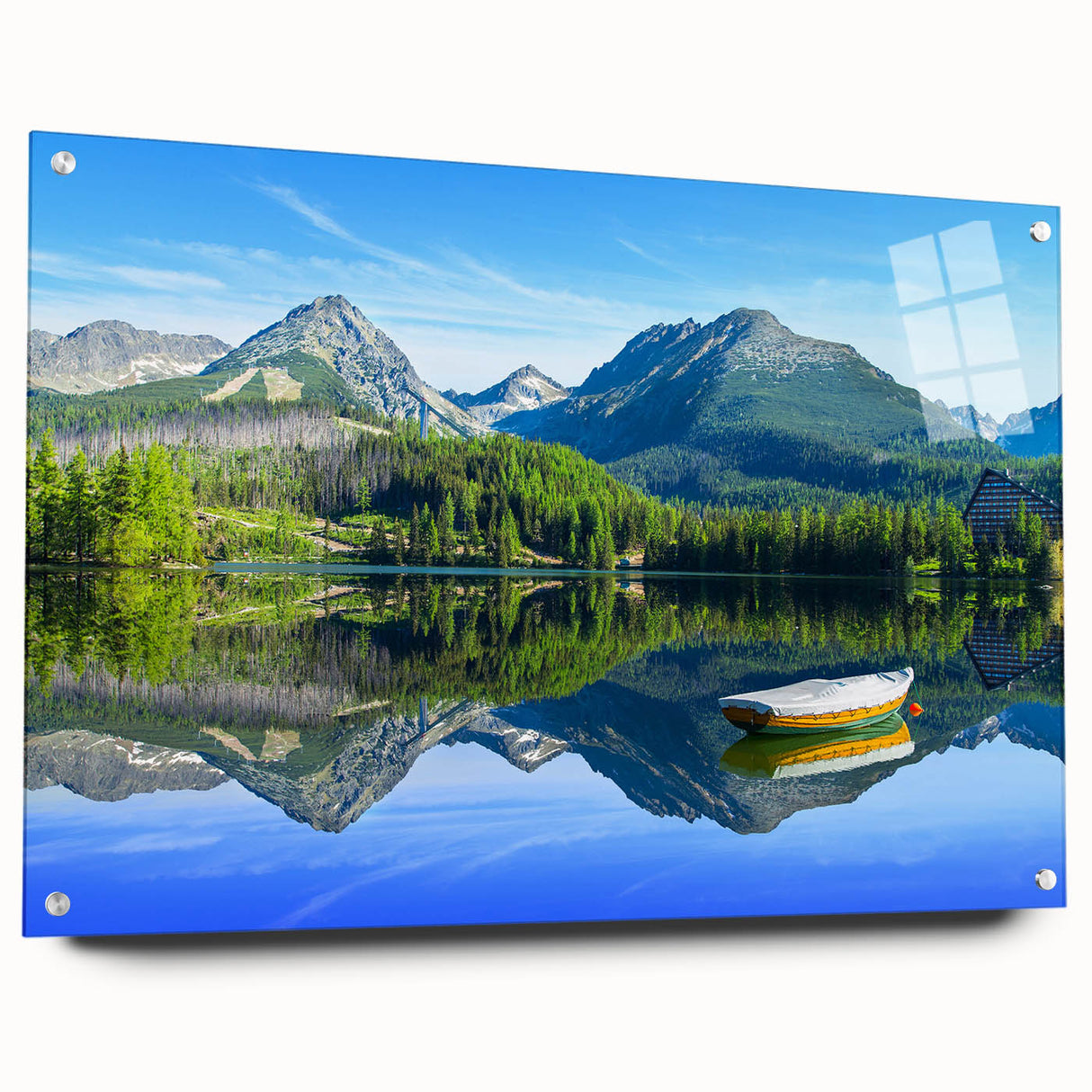 Acrylic print of a European landscape in muted earth tones, suitable for bedroom or dining room decor.