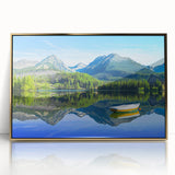 Art deco poster of a European scenery in Slovakia, with muted gold and green tones on acrylic framed print.