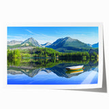 Extra large rolled print of a Slovakian landscape with vibrant green fields and blue skies, ideal for art wall dining room.