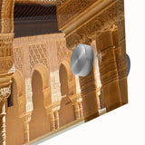 Large abstract wall art depicting Andalucian scenery in muted earth tones on acrylic glass, ideal for dining room ambiance.