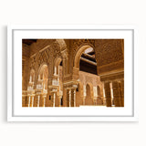 Extra large abstract art print of Andalucia with textured details in vibrant hues, framed in white.