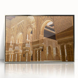 Acrylic print of Andalucia, Spain scenery in art deco style with silver frame, ideal for modern art wall decor.