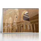 Large art print of a Spanish Andalusian landscape in muted earth tones on a framed acrylic, ideal for modern art wall decor.