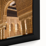 Extra large framed canvas depicting a black textured art scene of Andalucia, Spain, with vibrant colorful accents.