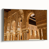 Vintage poster art depicting a colorful Andalucian scenery on extra large framed canvas, ideal for living room decor.