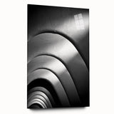 Large abstract wall art of Barcelona scenery in muted earth tones on acrylic glass.