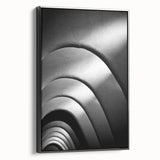 Black and white vintage poster art of Barcelona landscape on framed canvas, ideal for bedroom decor.