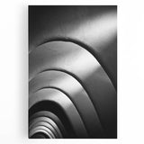 Black and white panoramic view of Barcelona on a stretched canvas, ideal for kitchen wall art.