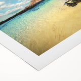 Art deco poster of a European scenery with muted earth tones on rolled canvas, suitable for dining room decor.