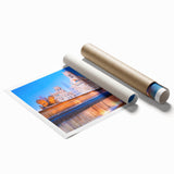 Extra large rolled print of Madrid scenery with vibrant floral elements, ideal for classy bathroom wall art.