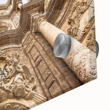 Large abstract wall art of Valencia scenery in mid-century modernist style on acrylic glass, ideal for dining room ambiance.