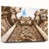 Large abstract wall art featuring a scenic Valencia cityscape in muted earth tones on acrylic glass.