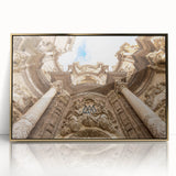 Large acrylic print of a mid-century modernist Valencia scenery in gold frame, ideal for modern art wall decor.