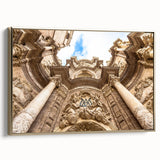 Framed canvas of a vintage-style Valencia landscape in muted gold and black tones, ideal for bedroom wall art.