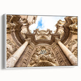 Vintage poster art of Valencia scenery on extra-large framed canvas, featuring vibrant colors against a black backdrop.