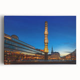 Large black and white stretched canvas of Stockholm scenery, ideal for kitchen wall art.