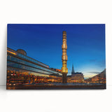 Black and white large art of Stockholm scenery on stretched canvas, ideal for kitchen wall art or bedroom.