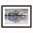 Extra large abstract art print featuring a vibrant, textured European scenery in a black frame, ideal for living room decor.