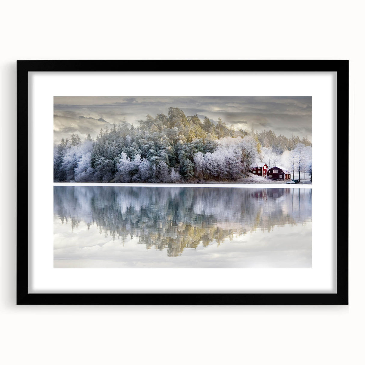Extra large abstract art print featuring a vibrant, textured European scenery in a black frame, ideal for living room decor.