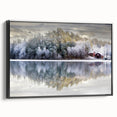Black and white framed canvas of a vintage European landscape, ideal for bedroom wall decor.
