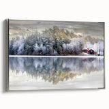 Landscape art painting of a Swedish scenery on framed canvas.
