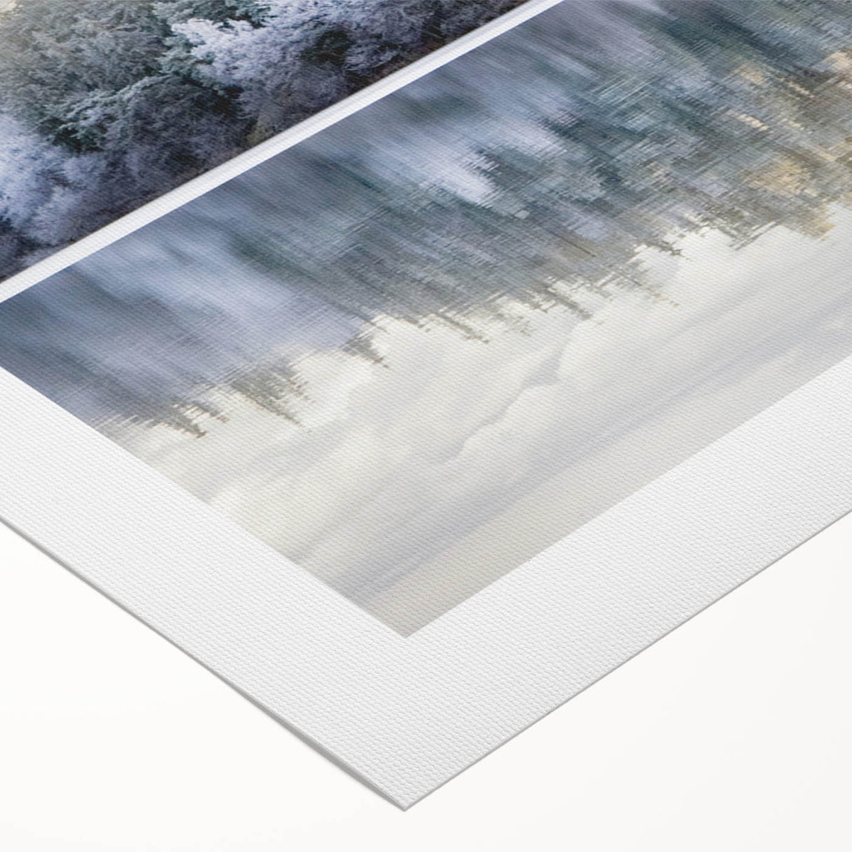 Art deco poster of a serene Swedish landscape in muted green and blue tones, printed on rolled canvas.
