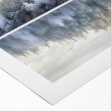 Art deco poster of a serene Swedish landscape in muted green and blue tones, printed on rolled canvas.