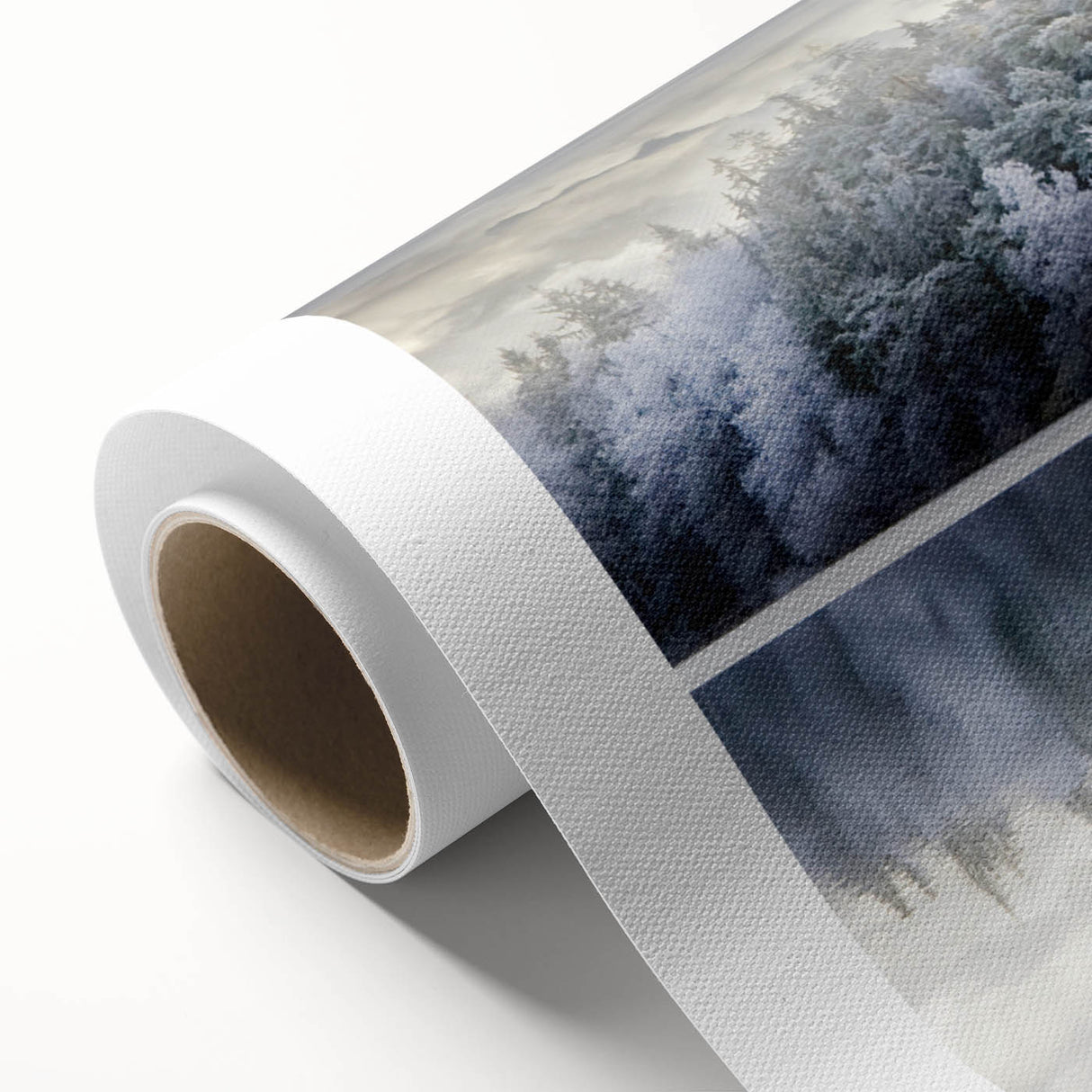 Art Deco style poster of a serene Swedish landscape in soft pastel colors on rolled canvas, ideal for nursery wall art.