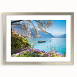 Textured art print of an abstract European landscape in muted earth tones, framed in silver, ideal for bedroom art.