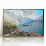 Large art print of a Swiss landscape in muted earth tones on framed acrylic, suitable for modern art wall decor.