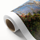 Art deco poster of a serene Swiss landscape in soft pastel hues on rolled canvas, ideal for nursery wall art.