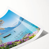 Extra large rolled print featuring line art flowers in subtle hues, ideal for large living room wall decor.