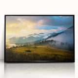 Large abstract wall art featuring a fluid design in blue and white tones on a framed acrylic.