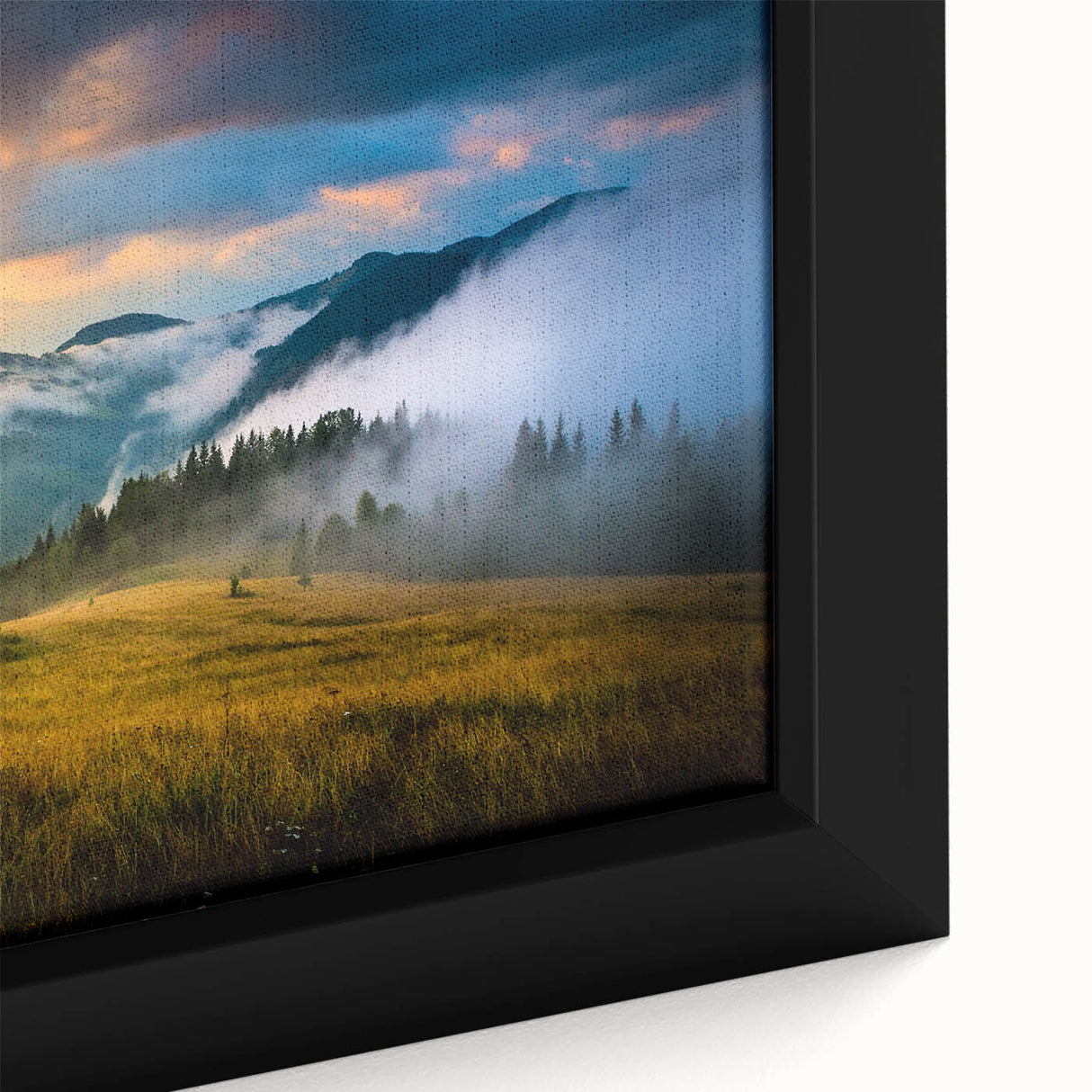 Black wall art featuring a textured, colorful abstract design on a framed canvas, ideal for living room decor.