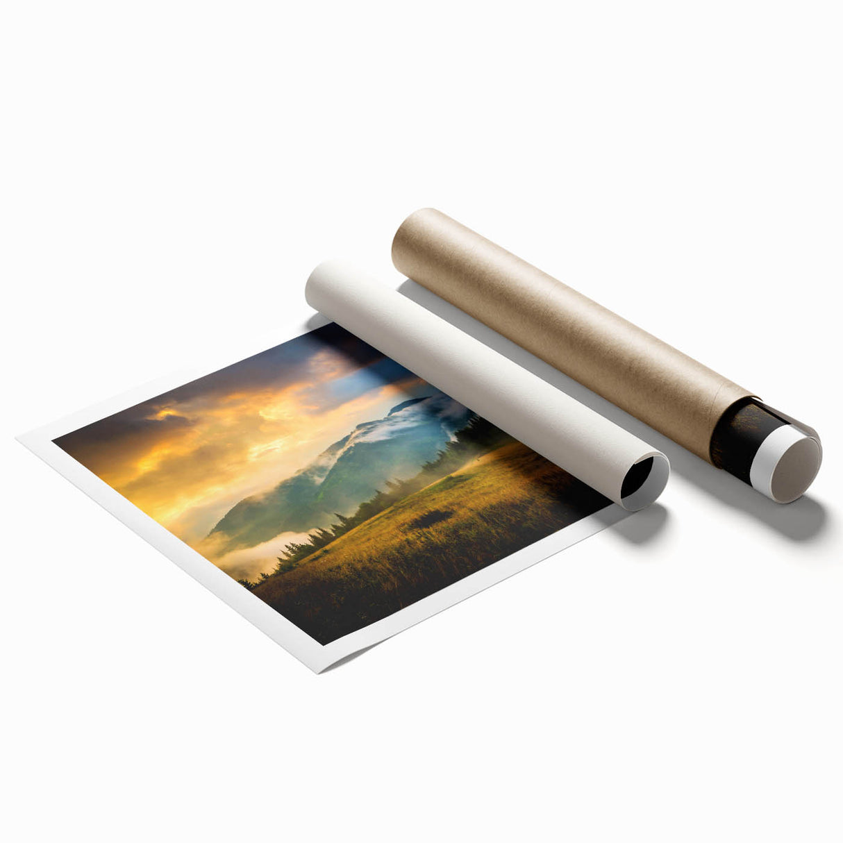 Extra large rolled print of a Ukrainian landscape featuring vibrant floral elements, ideal for classy bathroom wall decor.