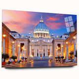 Acrylic print of a large abstract depiction of the Vatican in muted earth tones, suitable for bedroom or dining room art.