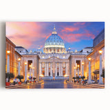 Black and white large art print of the Vatican scenery on stretched canvas, ideal for kitchen wall art.