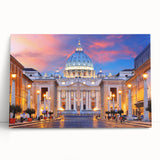Black and white photograph of the Vatican on stretched canvas, ideal for kitchen wall art or bedroom decor.