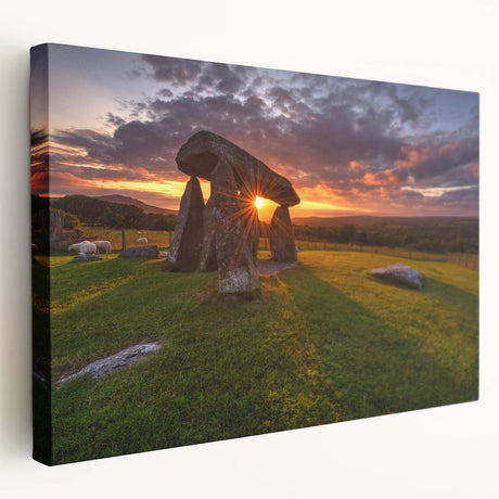 Welsh landscape with green hills and a blue sky on large stretched canvas, suitable for kitchen wall art.