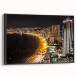 Black and white framed canvas of Acapulco landscape, vintage poster style, ideal for bedroom decor.
