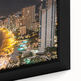 Framed canvas featuring a textured depiction of Acapulco with vibrant, colorful art on a black background.