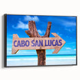 Black and white landscape art painting of Cabo San Lucas on a framed canvas, suitable for bedroom decor.