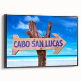 Black and white landscape art painting of Cabo San Lucas on a framed canvas, suitable for bedroom decor.