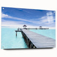 Acrylic print of Cancun scenery in vivid blue and green tones, suitable for dining room decor.