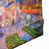 Large abstract wall art of Mexico City in muted earth tones on acrylic glass, suitable for dining room decor.