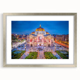 Textured art print of an abstract Mexico City skyline in muted earth tones, framed in silver, ideal for bedroom decor.