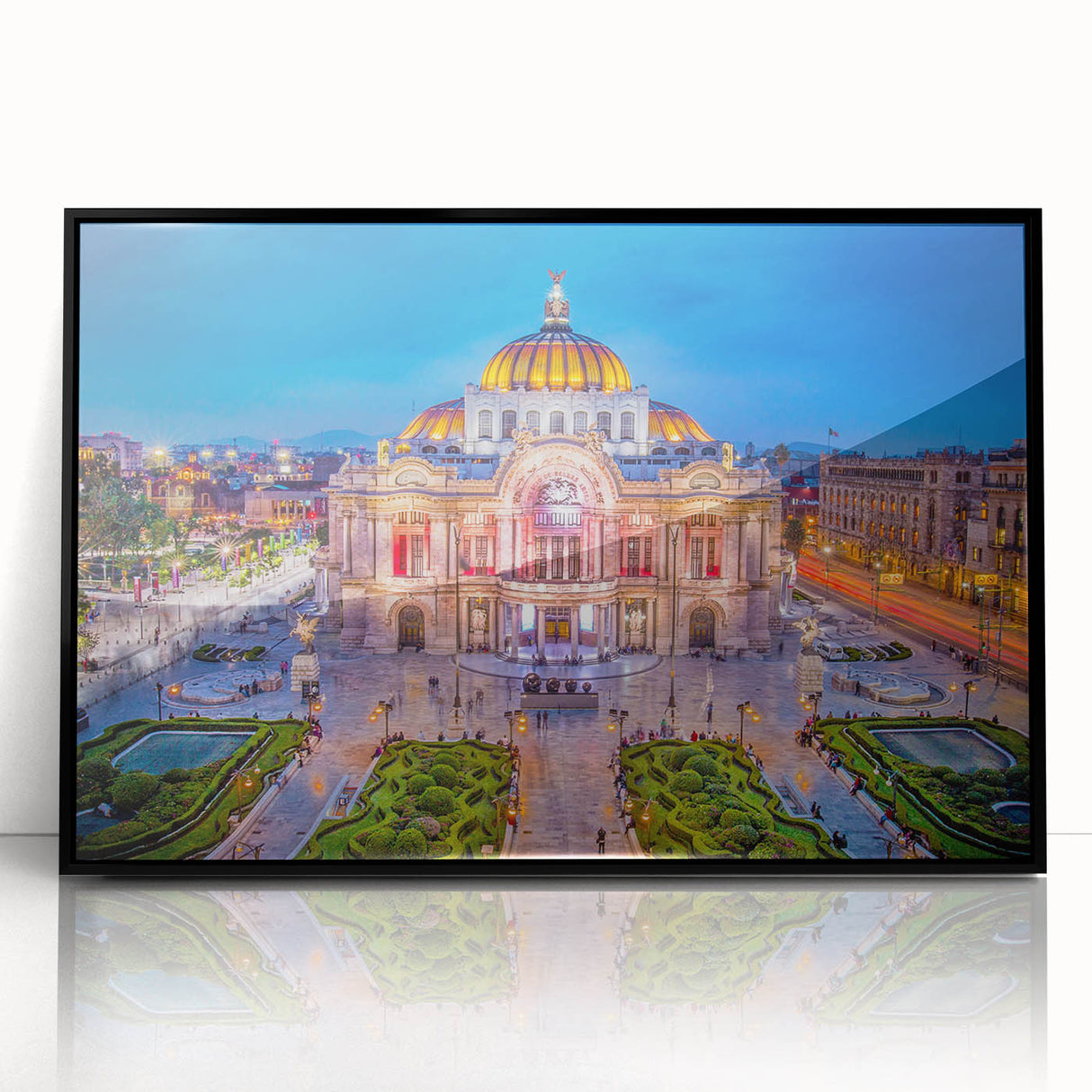 Large abstract wall art of Mexico City in muted earth tones on a framed acrylic, suitable for modern living room decor.