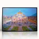 Large abstract wall art of Mexico City in muted earth tones on a framed acrylic, suitable for modern living room decor.