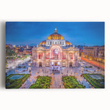 Black and white large art print of Mexico City skyline on stretched canvas, suitable for kitchen wall art.