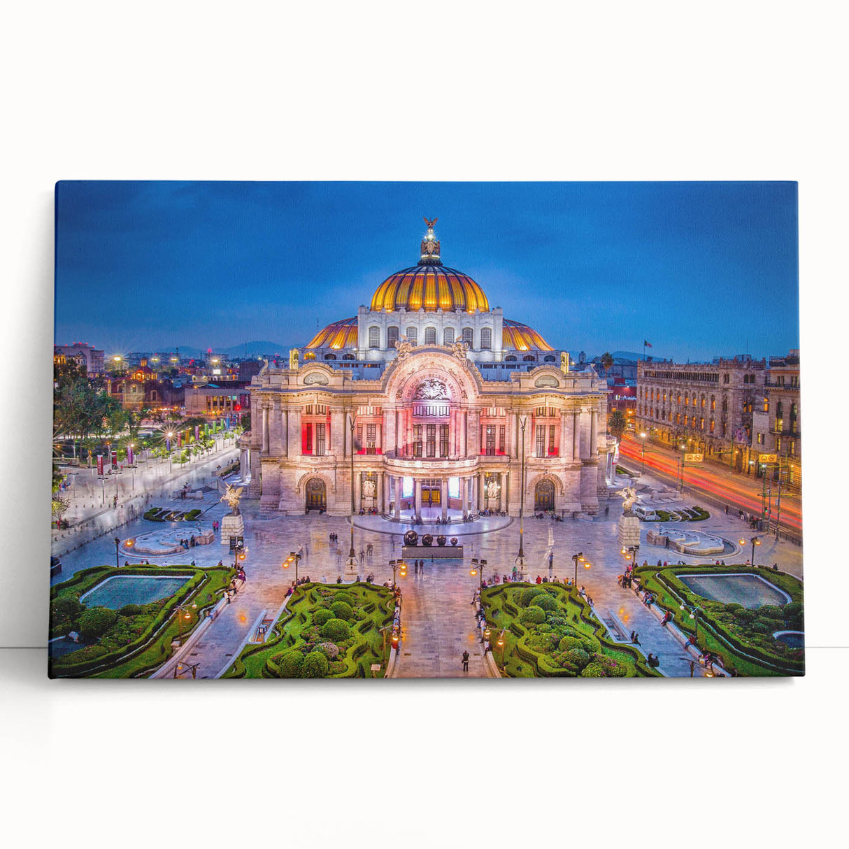 Large black and white stretched canvas featuring an abstract Mexico City skyline, ideal for kitchen wall art.